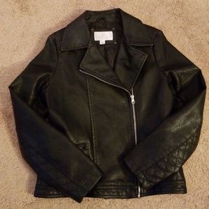 Black faux leather biker style jacket Girls XL